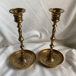 Vintage Harilelas Solid Brass Candlestick Holders